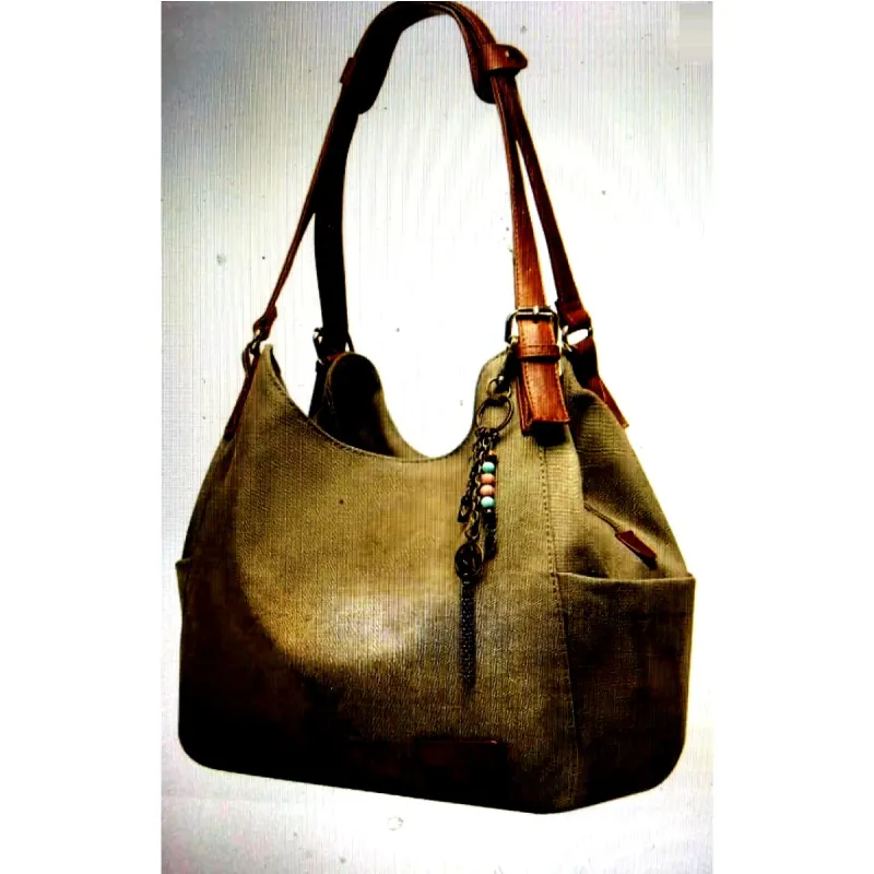 Olive Canvas Hobo Shoulder Bag