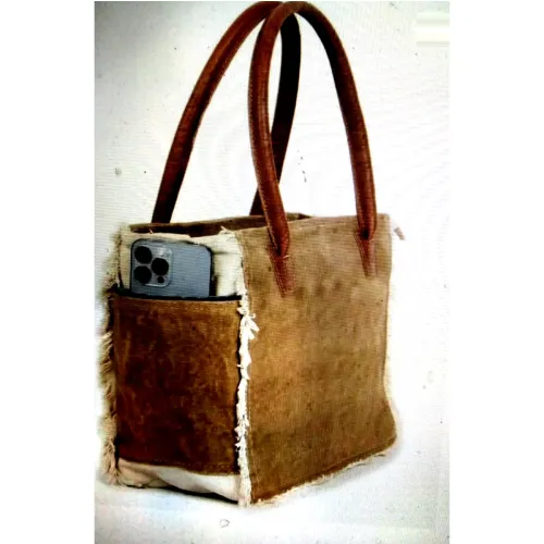 Frayed-Edge Jute Utility Tote with Phone Pocket