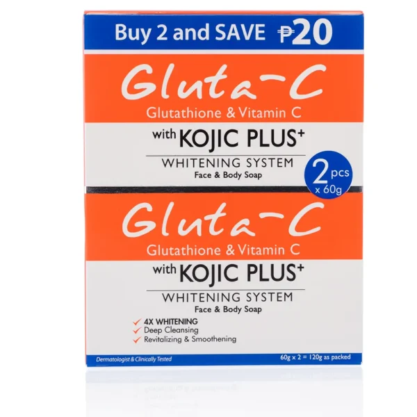 2 Pack Gluta-C Face and Body Soap with Kojic Plus+ Whitening System