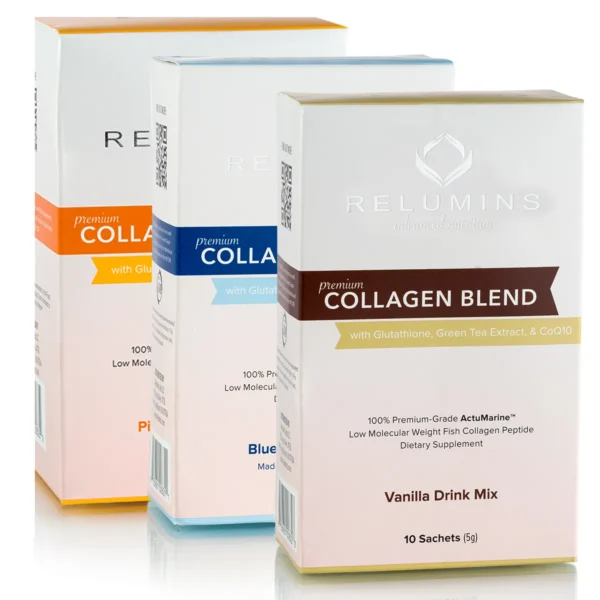 Relumins Premium Collagen Blend - 10 Sachets - 100% Premium-Grade ActuMarine Collagen with Glutathione, Green Tea Extract and CoQ10